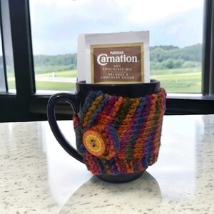 Hand Knit Mug Cozy & 12oz Mug Set